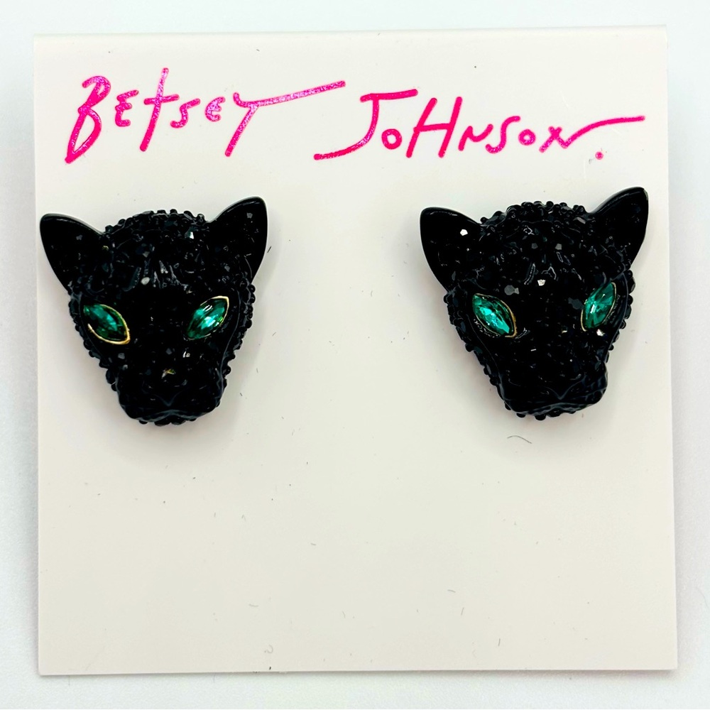 Betsey Johnson Black Leopard Earrings